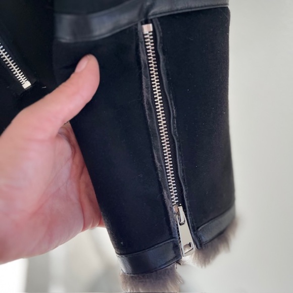 Zara  Black Moto Jacket  Faux Suede and Fur - Picture 7 of 7